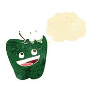 happy apple cartoon with thought bubble