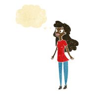 cartoon pretty girl with thought bubble N18