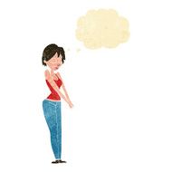 cartoon content woman with thought bubble