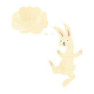 funny cartoon white rabbit with thought bubble