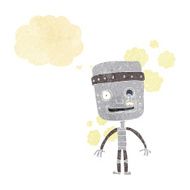 cartoon funny robot with thought bubble N9