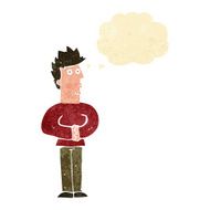 cartoon nervous man with thought bubble N20