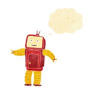 cartoon funny robot with thought bubble N10