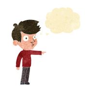 cartoon pointing boy with thought bubble N4