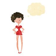 cartoon happy woman with hands on hips thought bubble N3