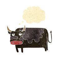 cartoon cow with thought bubble