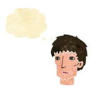 cartoon worried man with thought bubble N11