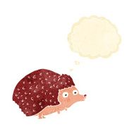 cartoon hedgehog with thought bubble