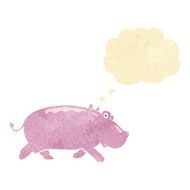 cartoon hippopotamus with thought bubble