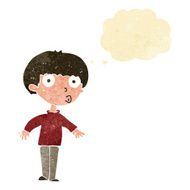 cartoon surprised boy with thought bubble N5