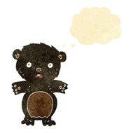 frightened black bear cartoon with thought bubble