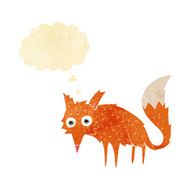 funny cartoon fox with thought bubble