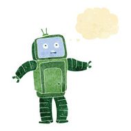 cartoon funny robot with thought bubble N12