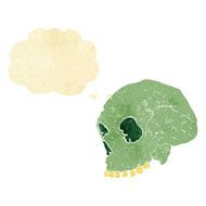 cartoon spooky skull with thought bubble N6