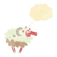 cartoon dirty sheep with thought bubble