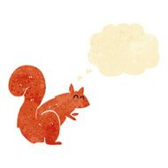 cartoon red squirrel with thought bubble