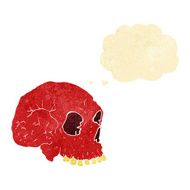 cartoon spooky skull with thought bubble N8
