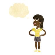 cartoon woman with hands on hips thought bubble N28