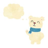 cartoon waving polar bear with thought bubble N3