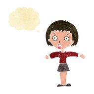 cartoon shocked woman with thought bubble N9