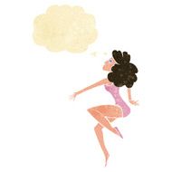 cartoon dancing woman with thought bubble N9