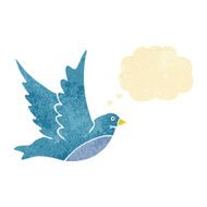 cartoon flying bird with thought bubble N2