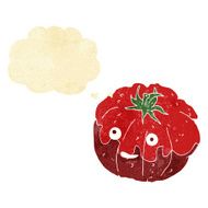 cartoon happy tomato with thought bubble N3