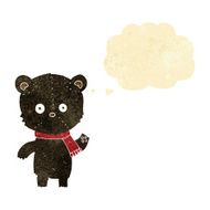 cartoon black bear waving with thought bubble N2