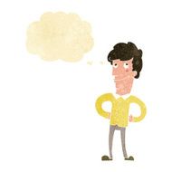 cartoon happy man with thought bubble N57