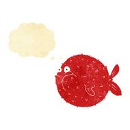 cartoon puffer fish with thought bubble N2