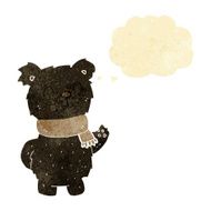 cartoon waving black bear with thought bubble N5