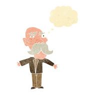 cartoon angry old man with thought bubble N18