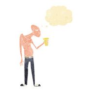 cartoon hooligan with thought bubble