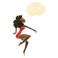 cartoon dancing woman with thought bubble N10