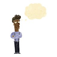 cartoon unimpressed man with thought bubble