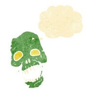 cartoon scary skull with thought bubble