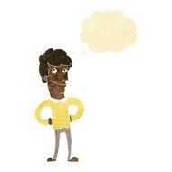 cartoon happy man with thought bubble N58