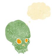 cartoon spooky skull with thought bubble N9