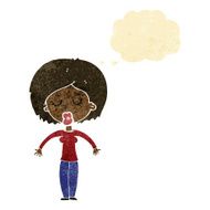 cartoon woman with closed eyes thought bubble