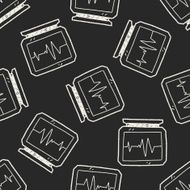 ECG doodle drawing seamless pattern background