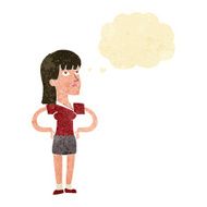 cartoon woman with hands on hips thought bubble N29