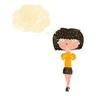 cartoon shy woman with thought bubble N5