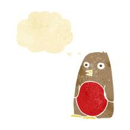 cartoon robin with thought bubble