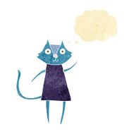 cute cartoon black cat waving with thought bubble N2