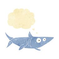 cartoon happy shark with thought bubble