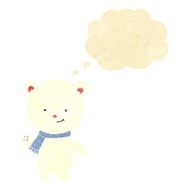 cartoon polar bear waving with thought bubble N2