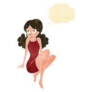 cartoon attractive woman posing with thought bubble