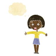cartoon amazed woman with thought bubble