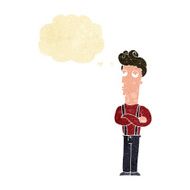 cartoon unimpressed man with thought bubble N2