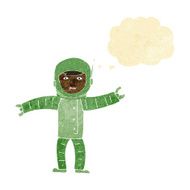 cartoon space man with thought bubble N3